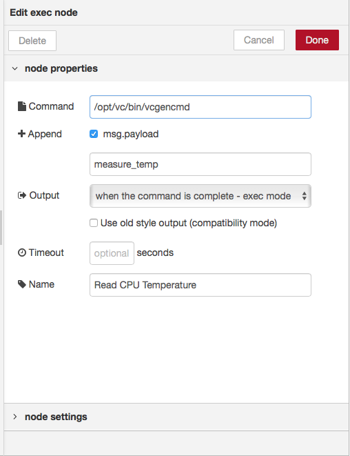 configure exec node