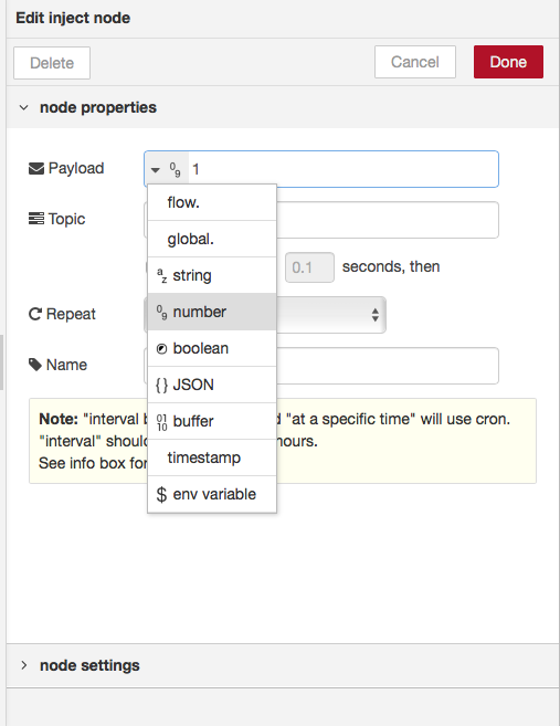 configure inject node as a switch