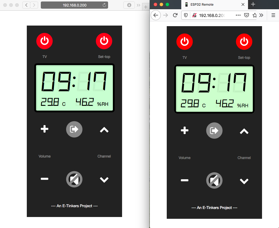 esp32 ir remote on safari and firefox