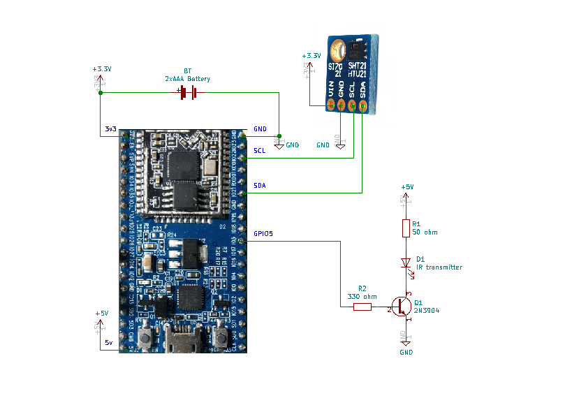 ESP32 web server/IR remote circuit diagram