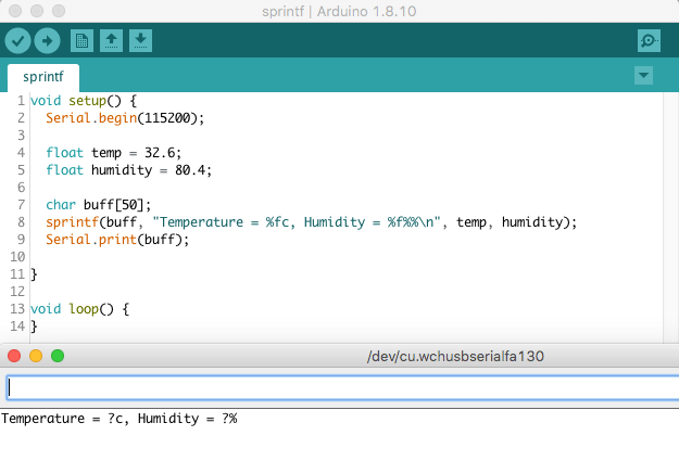 Do you know Arduino? sprintf and floating point –