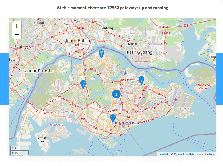 Very few Lorawan gateways on TheThingsNetork in Singapore at any given time