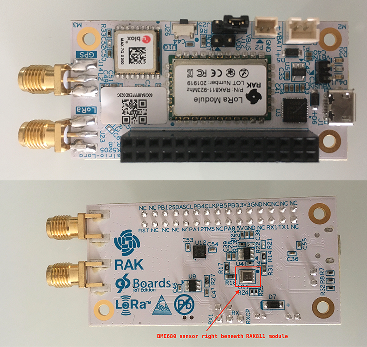 BME680 sensor right underneath RAK811 module