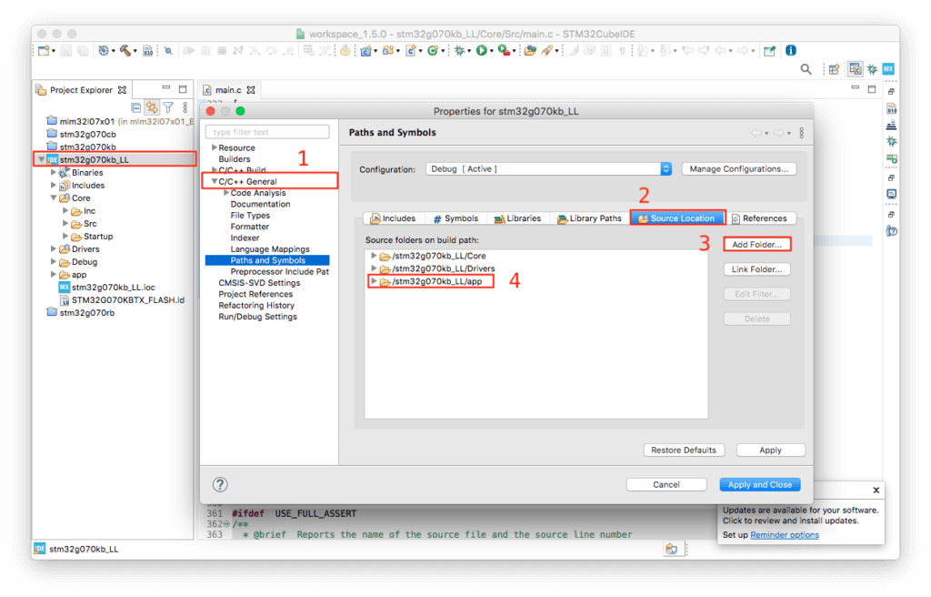 Add the app folder to Source Location