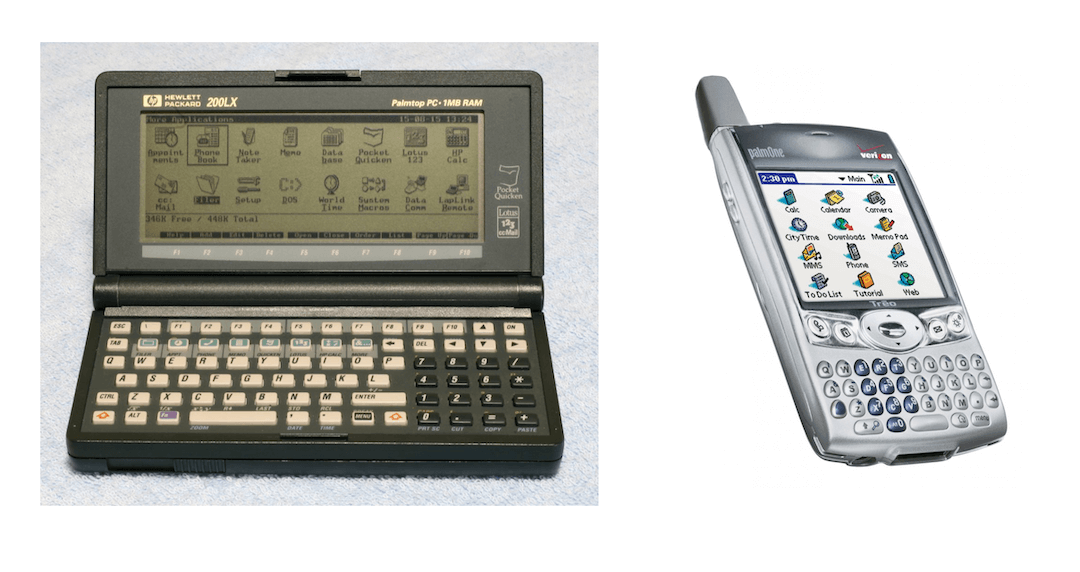 "HP 200LX Handheld and Treo650 Smartphone"