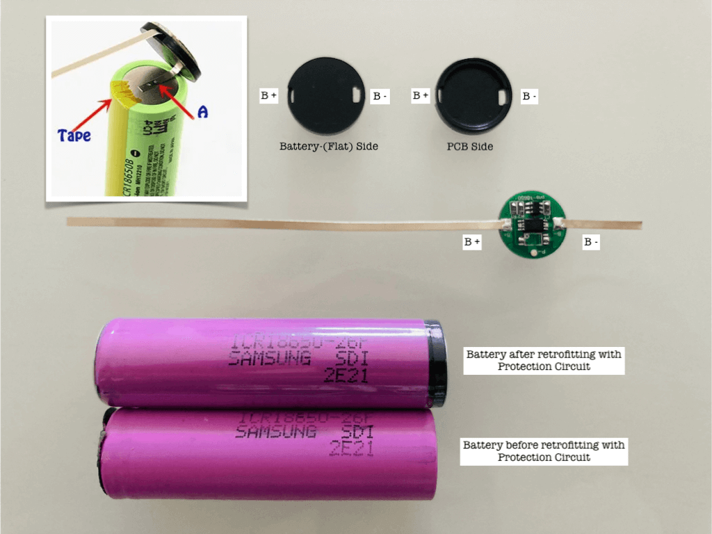 Add protection circuit permanently to 18650